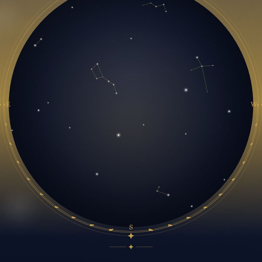 The night sky over Rome — a star map showing the constellations visible from 41.90°N